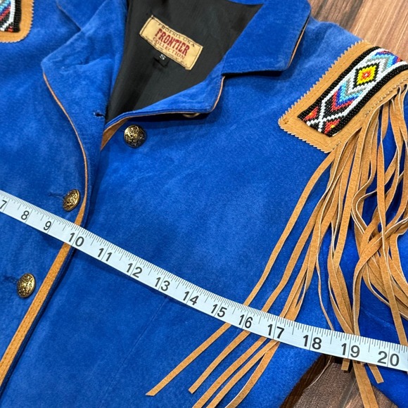 Vintage Frontier Collection Small Royal Blue Fringe Beaded Western Native Jacket - Picture 5 of 7